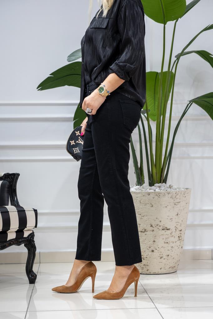 Wiens Kadın Siyah Paça Kesik Kot Pantolon