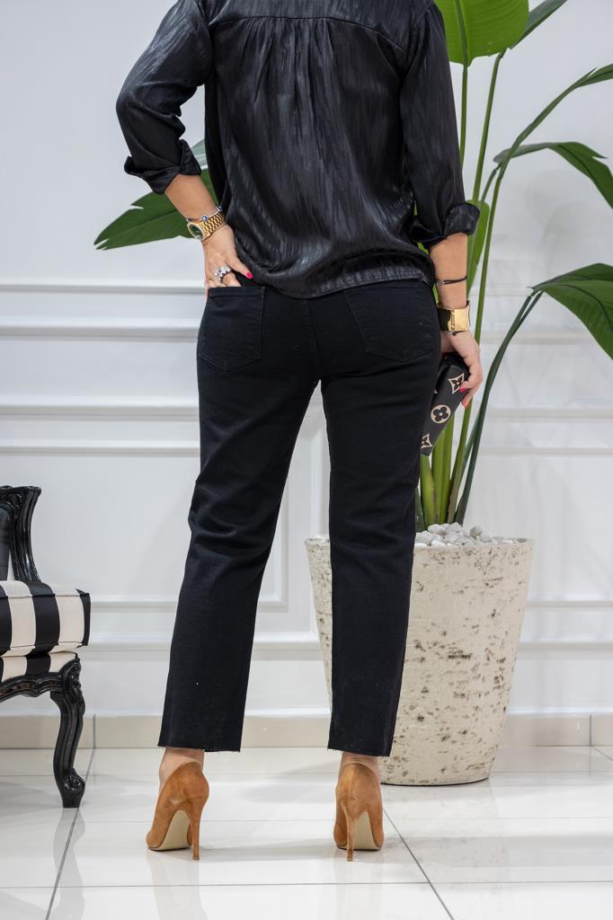 Wiens Kadın Siyah Paça Kesik Kot Pantolon