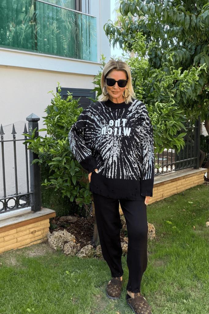 Witch Oversize Triko Takım Siyah