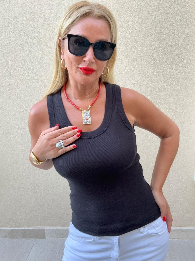 Zilga Siyah Fitilli Likralı Atlet