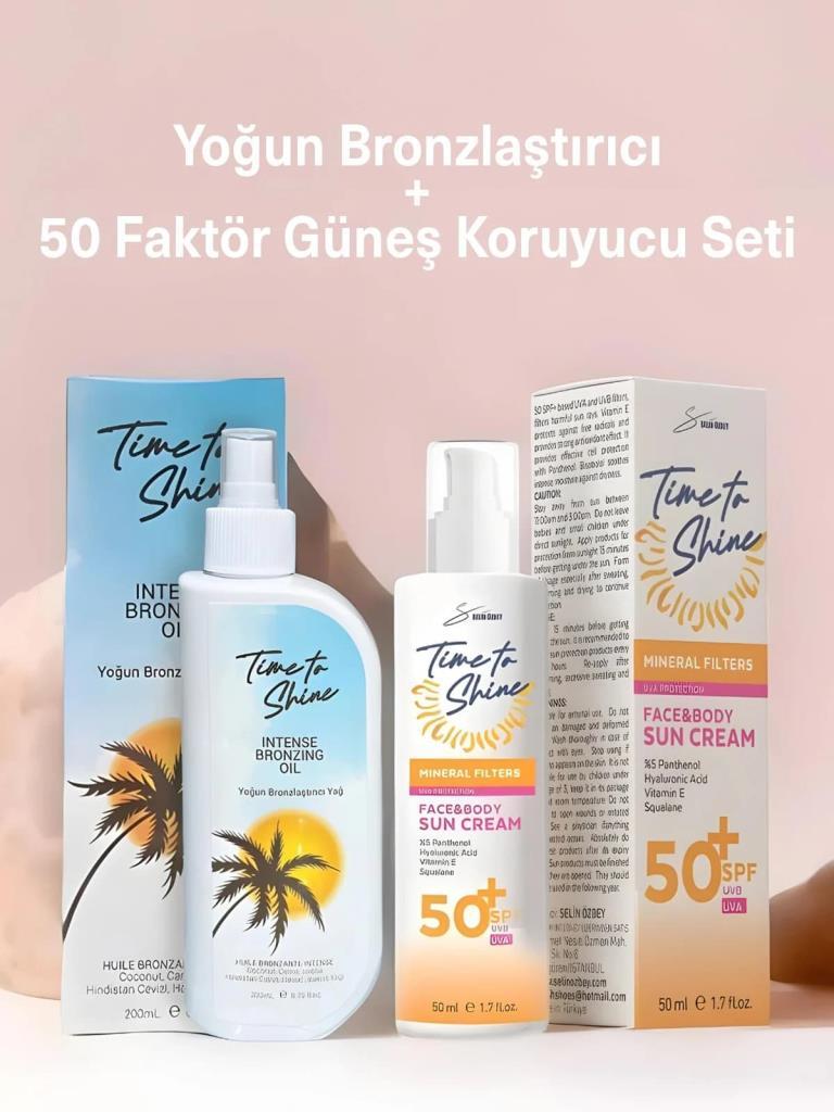 50 Spf Güneş Koruyucu Krem + Bronzlaştırıcı Yağ Seti