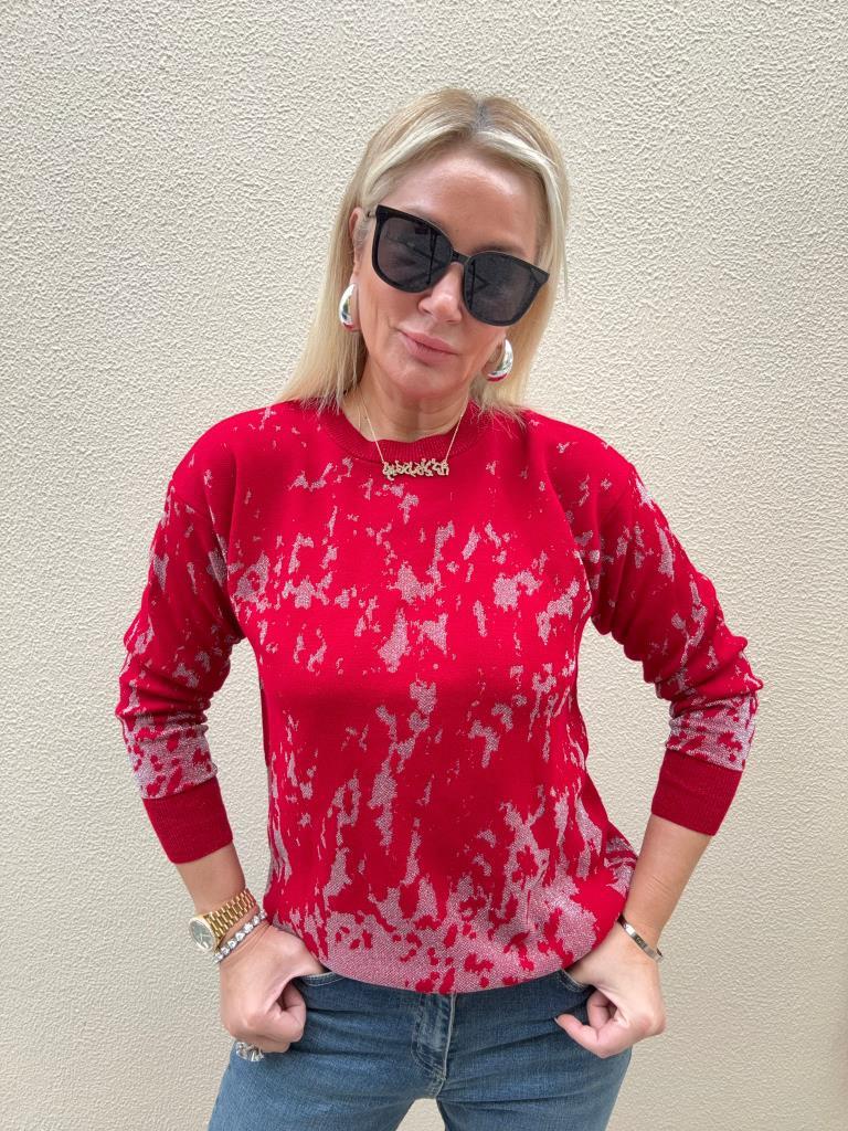 Arnold Kırmızı Simli Yumoş Triko