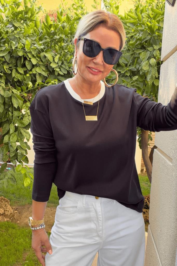 Ashley Biyeli İthal Modal Kumaş Basic Bluz Siyah