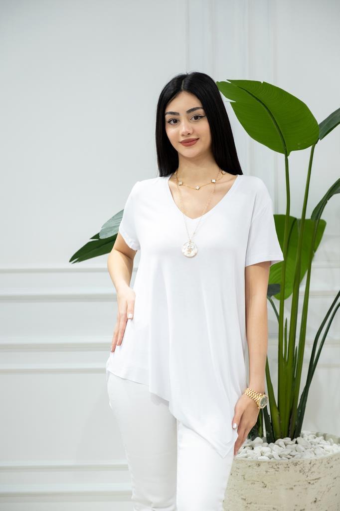 Asimetrik Kesim Beyaz Basic