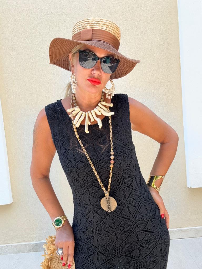 Bells Siyah Astarsız Triko Örme Elbise