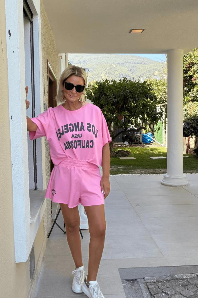 Bubble Şortlu Takım Pembe