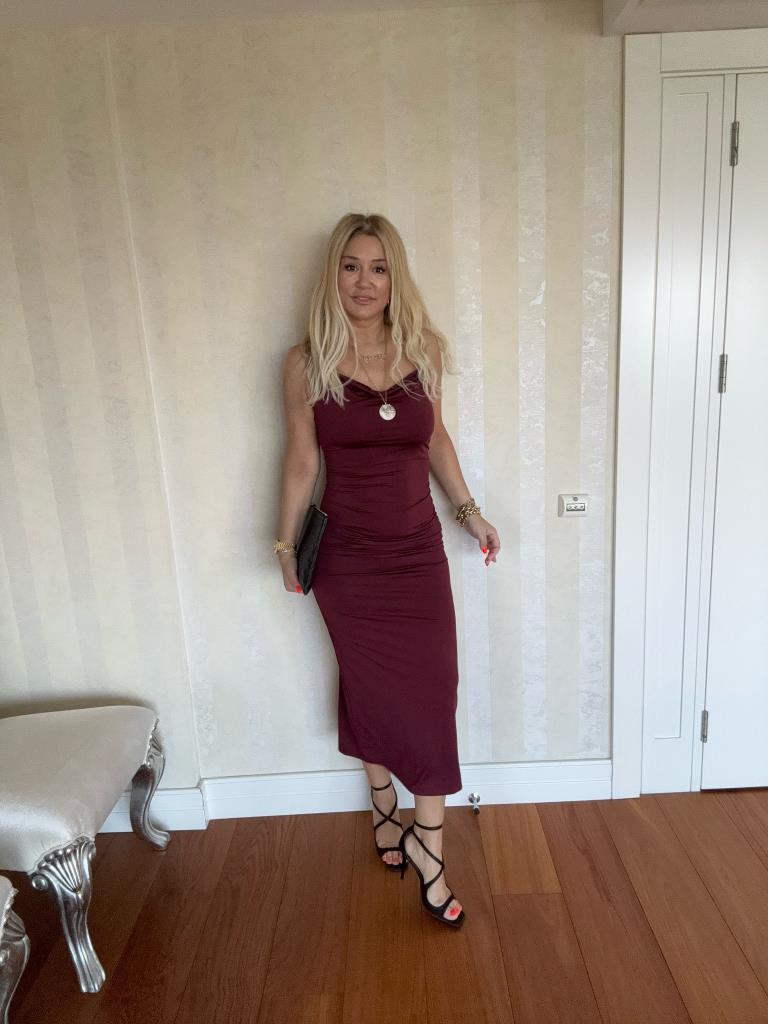 Ciax Bordo Askılı Elbise