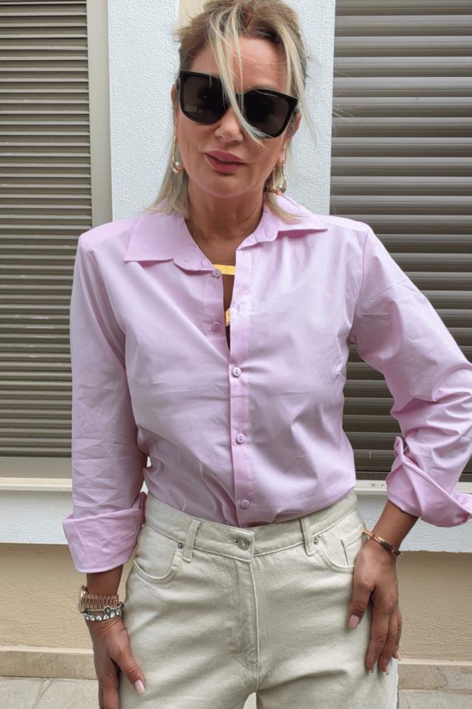 Debra Slim Fit Poplin Kumaş Gömlek Pembe