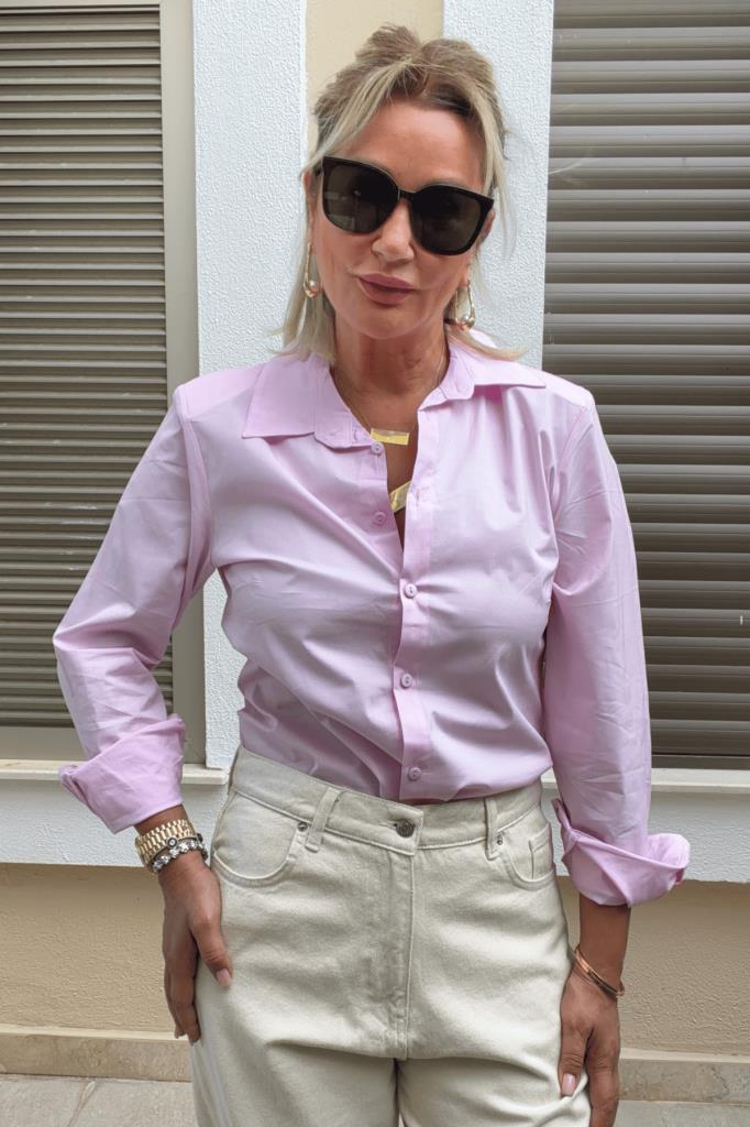 Debra Slim Fit Poplin Kumaş Gömlek Pembe