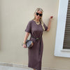 Elegant Belt Kahve Elbise