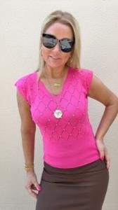 Fonde Pembe Taşlı Triko