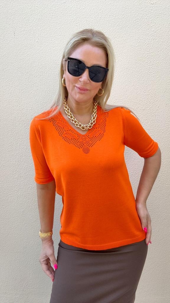 Foreo Turuncu Büyük Beden Triko