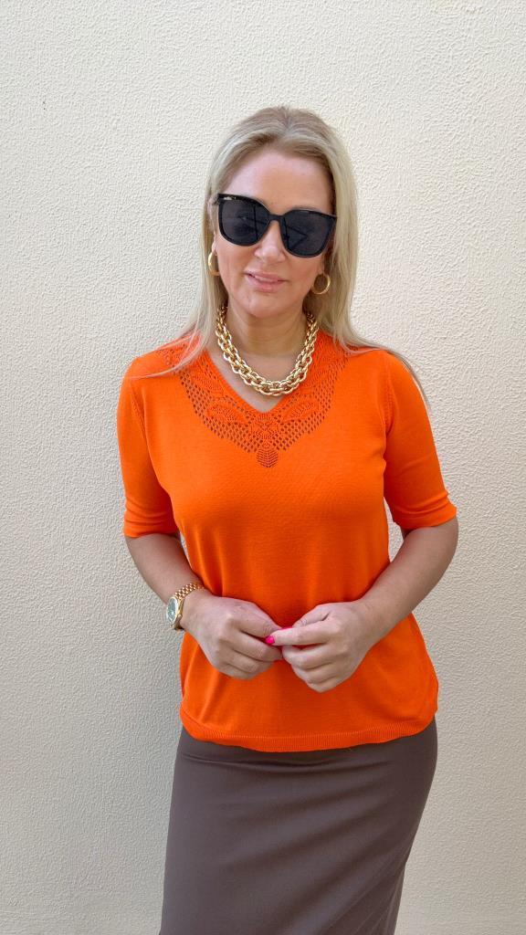 Foreo Turuncu Büyük Beden Triko