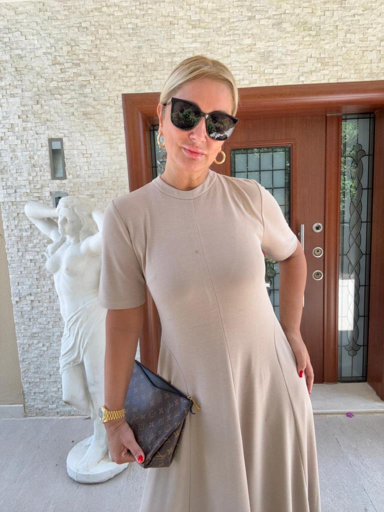 Heur Taş Rengi Elbise