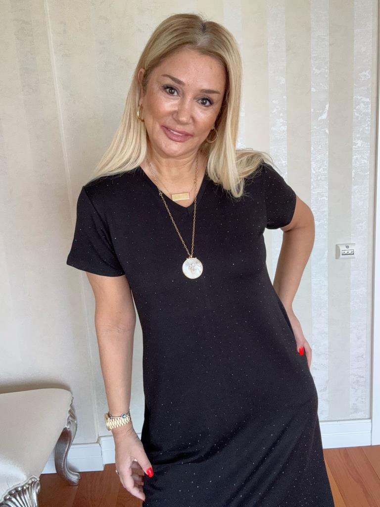 Jasse Siyah Taşlı Elbise