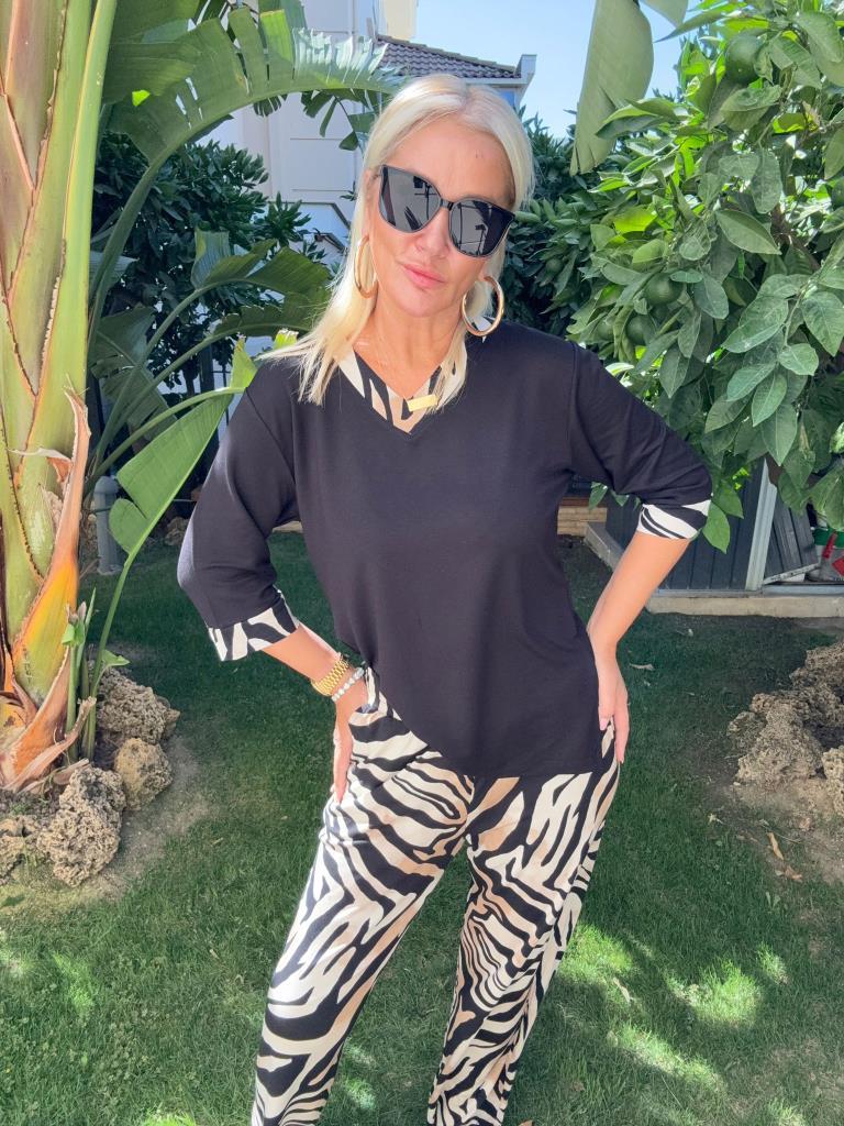 Jecas Desenli Siyah Takım