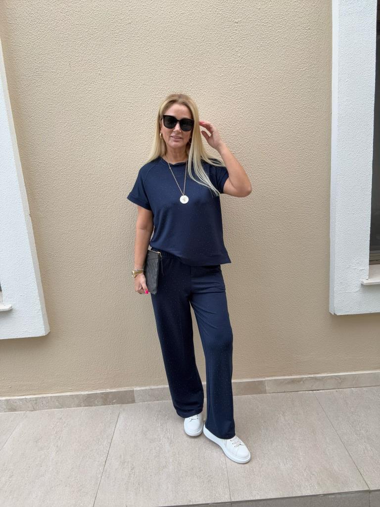 Jeka Lacivert Taşlı Takım