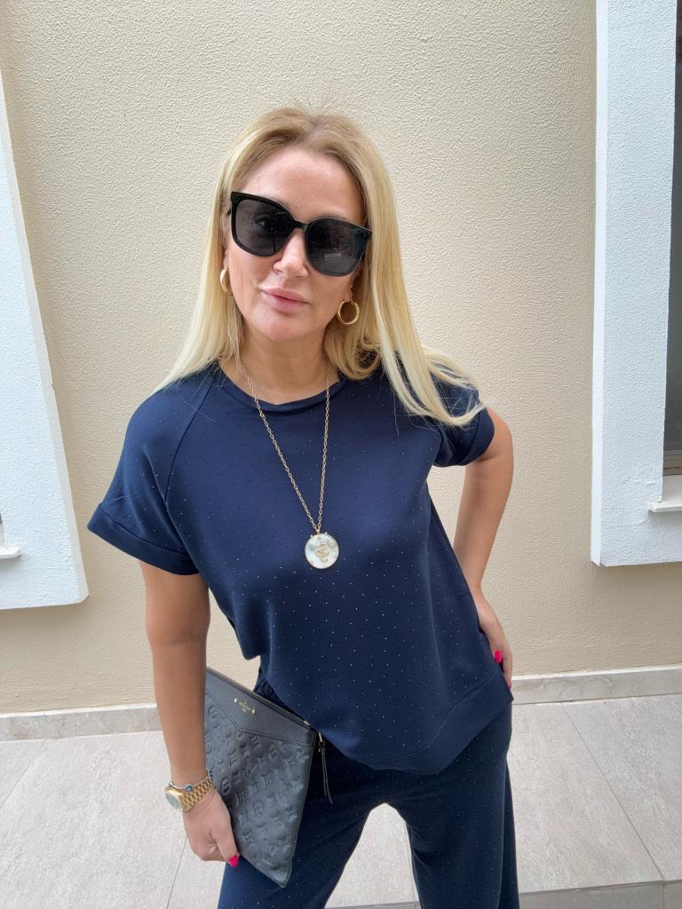 Jeka Lacivert Taşlı Takım