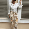 Julie Desenli İthal Tensel Pantolon Bej