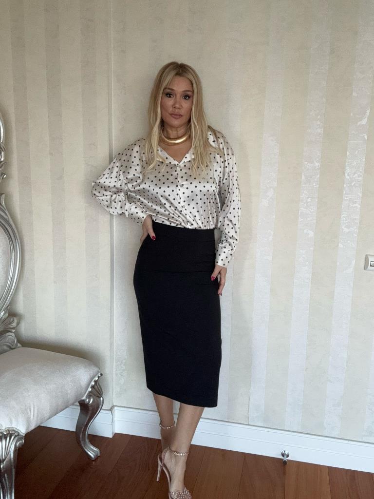 Karla Siyah Midi Boy Kalem Etek