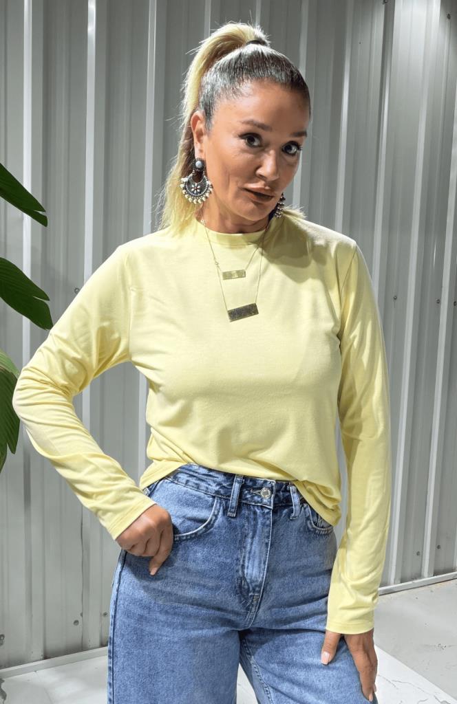 Kita Pamuk Basic T-shirt Sarı