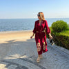 Lalisa Kadın Bordo Otantik Desen Elbise