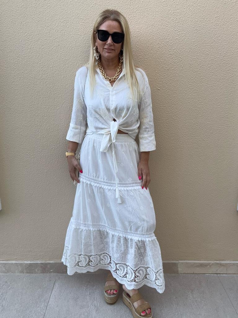 Lita Ekru İthal Etek