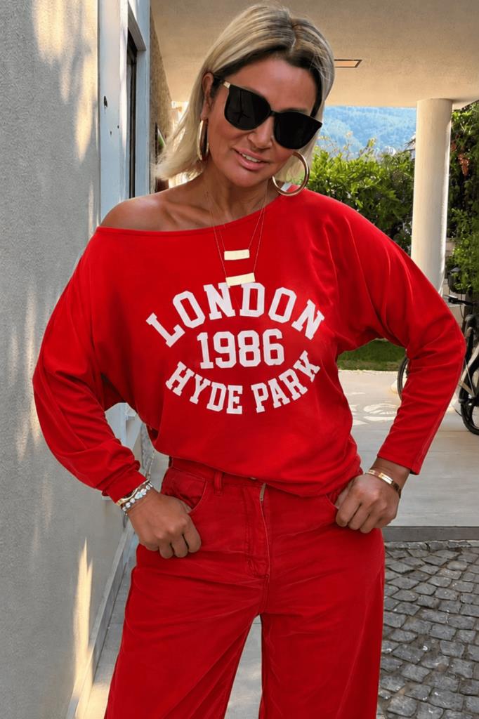 London  Kırmızı  Sweatshirt