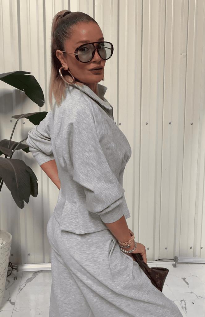 Lurapi Pileli Fermuarlı Takım Gri