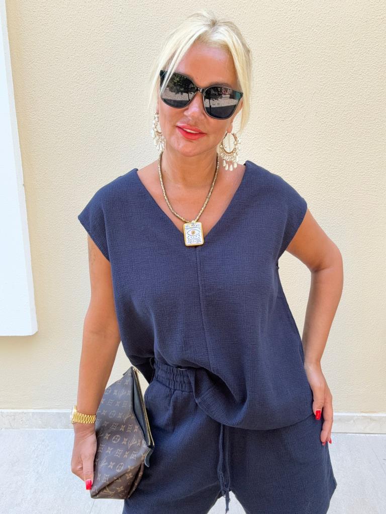 Luxes Lacivert Şortlu Takım