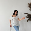 Malte Siyah-Beyaz Çizgili T-Shirt
