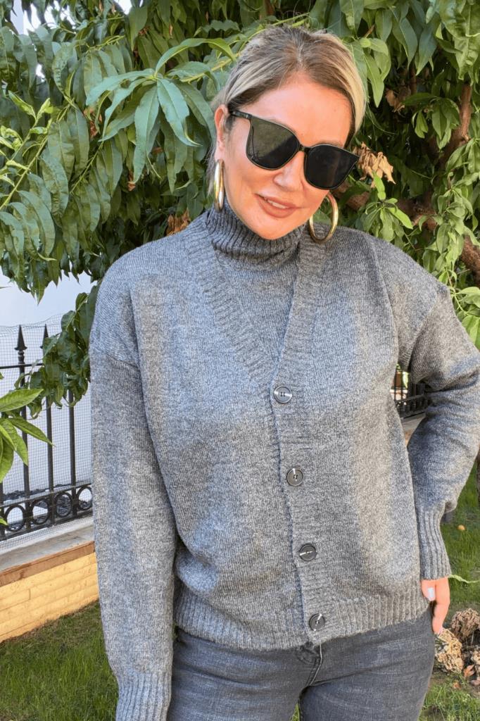 Marcella Triko Hırka & Balıkçı Yaka Atlet Takım Antrasit