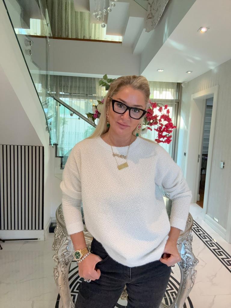 Miyaki Beyaz Simli Sweat