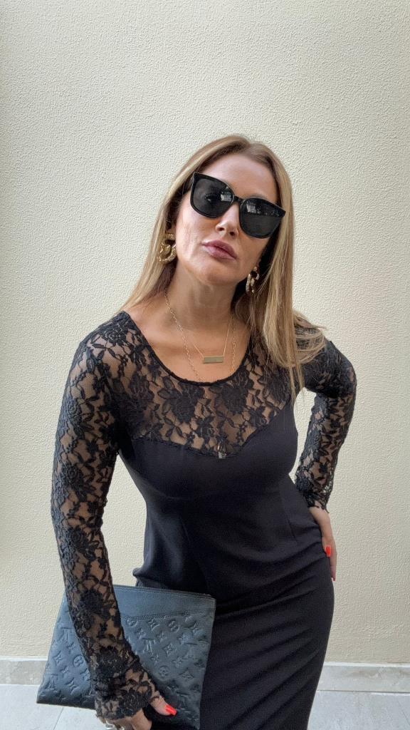 Nezi Roba Dantelli Yaka Detay Elbise