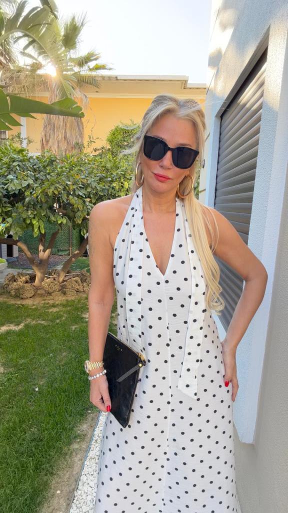 Norella Puantiyeli Beyaz Elbise
