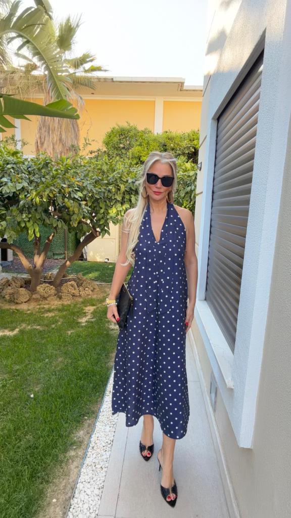 Norella Puantiyeli Lacivert Elbise