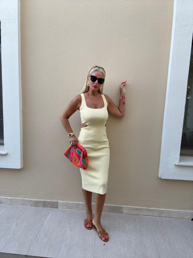 Radish Kadın Sarı Uzun Triko Elbise