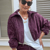 Raven Bomber Ceketli Kadife Takım Bordo