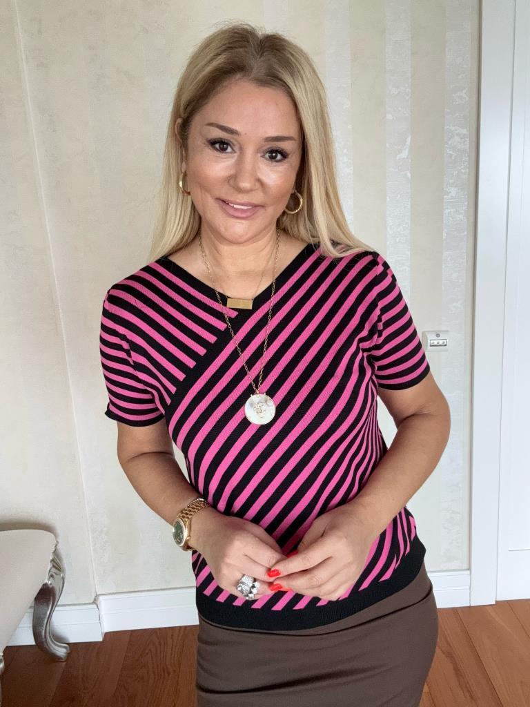 Raw Siyah-Fuşya Triko