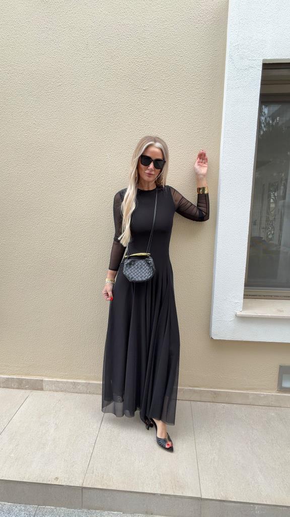 Regno Maxi Siyah Elbise