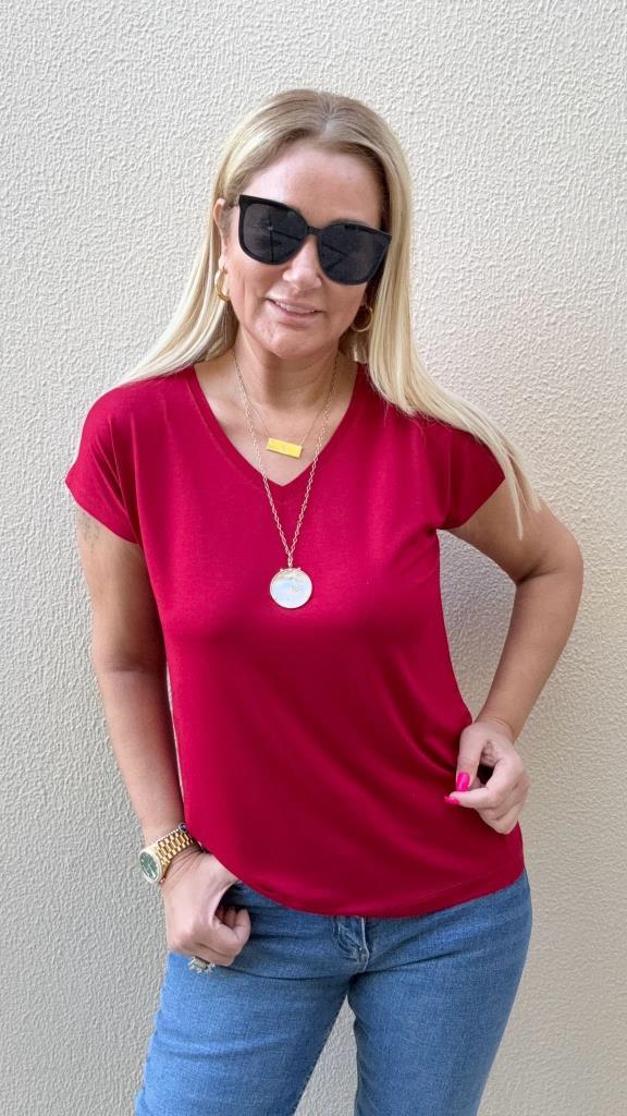 Sedy V Yaka Bordo Basic