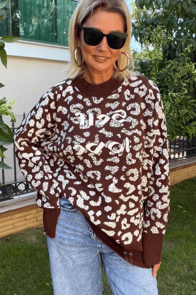 Self Love Oversize Kazak Acı Kahve