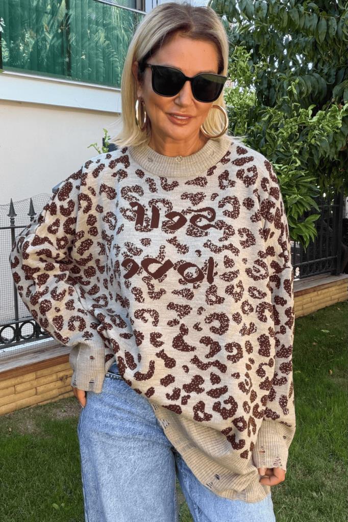 Self Love Oversize Kazak Kahverengi