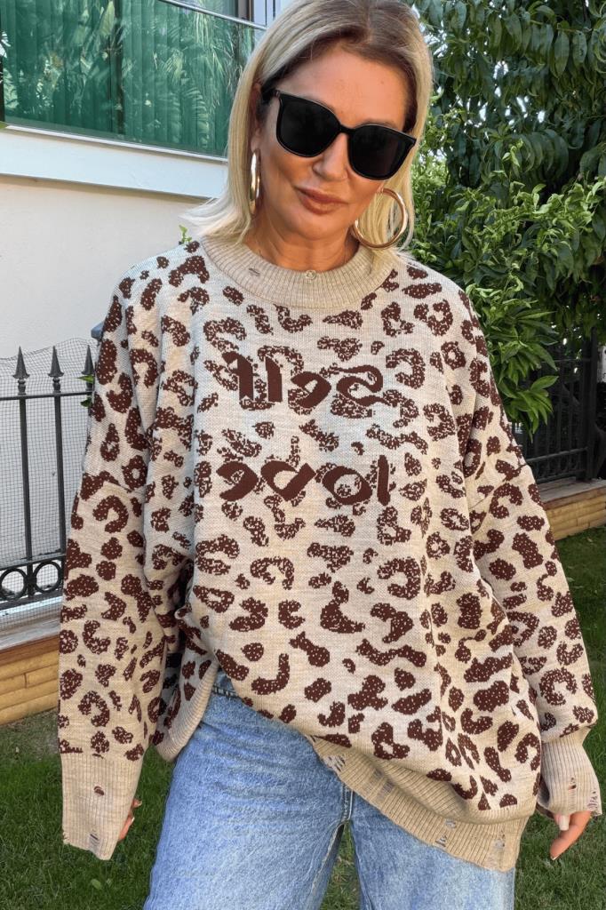 Self Love Oversize Kazak Kahverengi