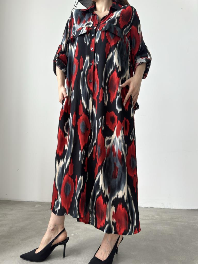 Silas Kırmızı Gömlek Elbise