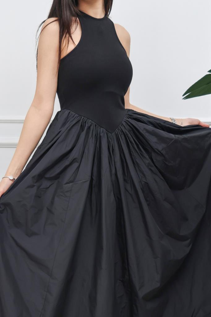 Sisco Özel Tasarım Siyah Tafta Elbise