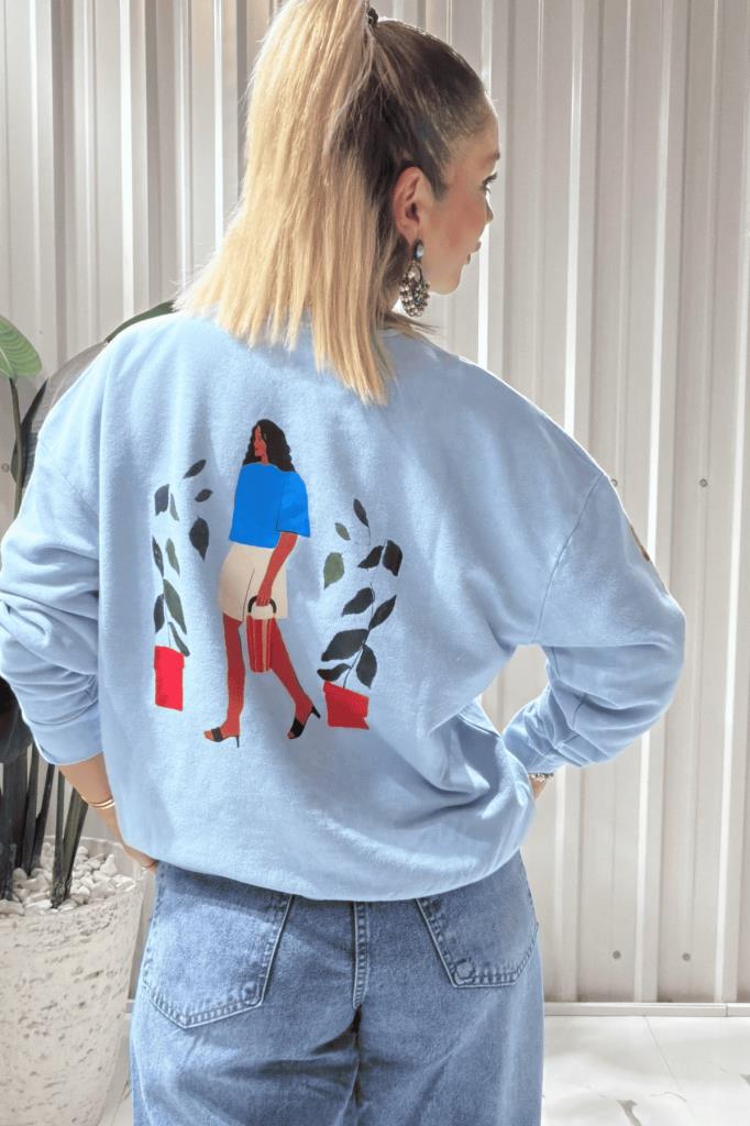 Stella Sweat Baskılı Mavi
