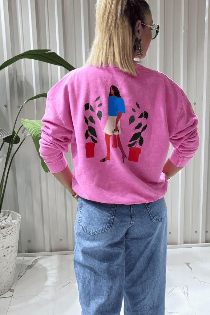Stella Sweat Baskılı Pembe