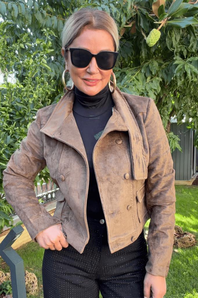 Sylvie Süet Slim Fit Mont Haki