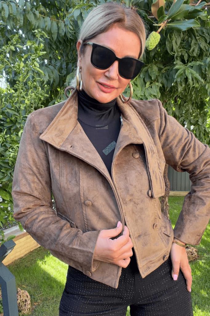 Sylvie Süet Slim Fit Mont Haki